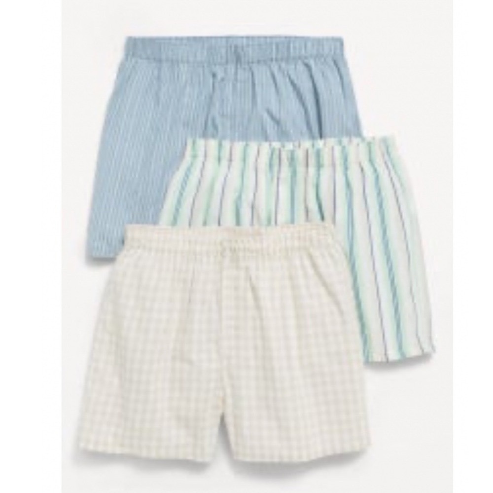 Old Navy Mens OG Boxers 3-Pack Cotton Multi-Color Stripes Gingham XXL 2XL New